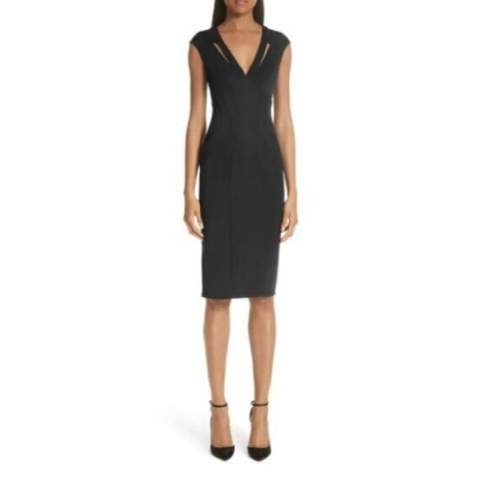 Zac Zac Posen Dress Sleeveless Joni  Sheath Black Midi Dress SZ 8 New